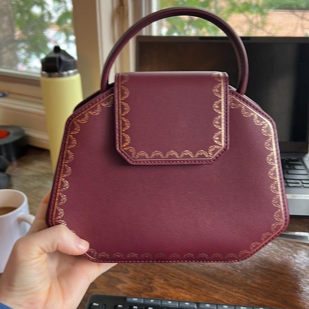 Cartier Red/Burgundy Guirlande Top Handle Bag